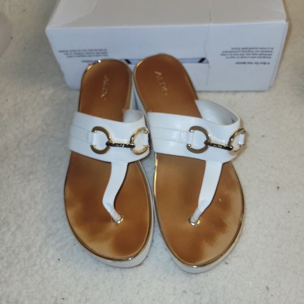 aldo white‎ thong sandal (Sz 8)